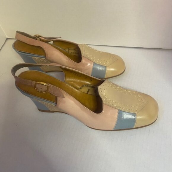 Vintage GRAN SOL wedge slingback women's shoes, size 8 M - Picture 4 of 5